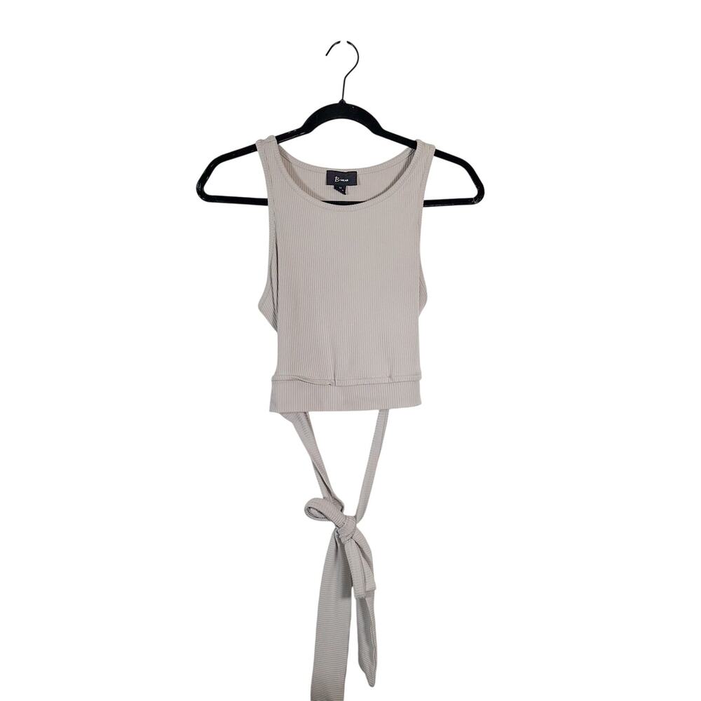 B.Wear Tie Waist Cinching Cropped Tank Top in Grey